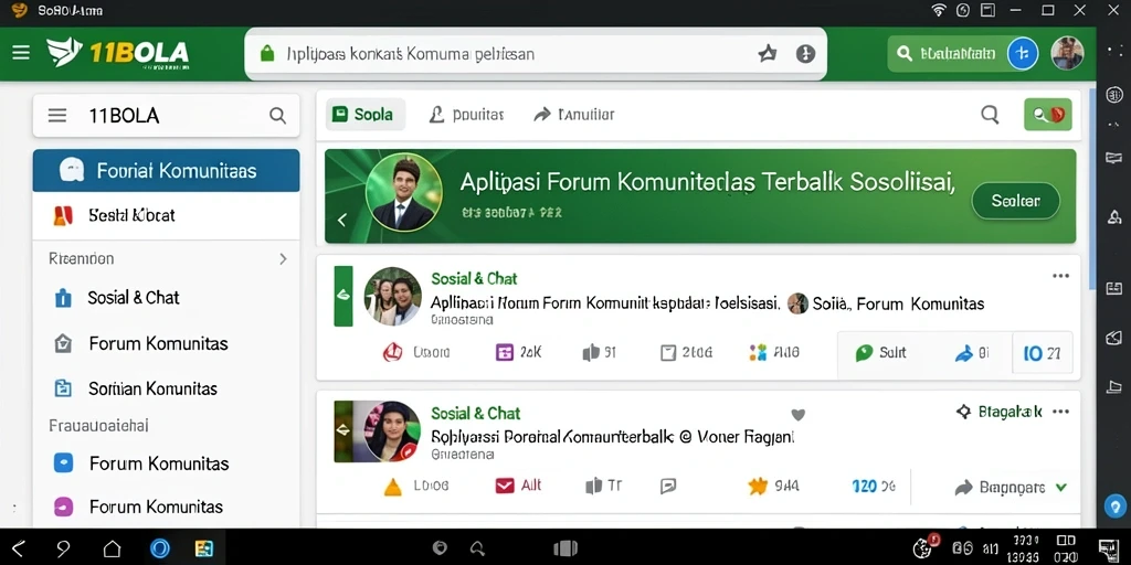Antarmuka aplikasi 11BOLA untuk interaksi Forum Komunitas.