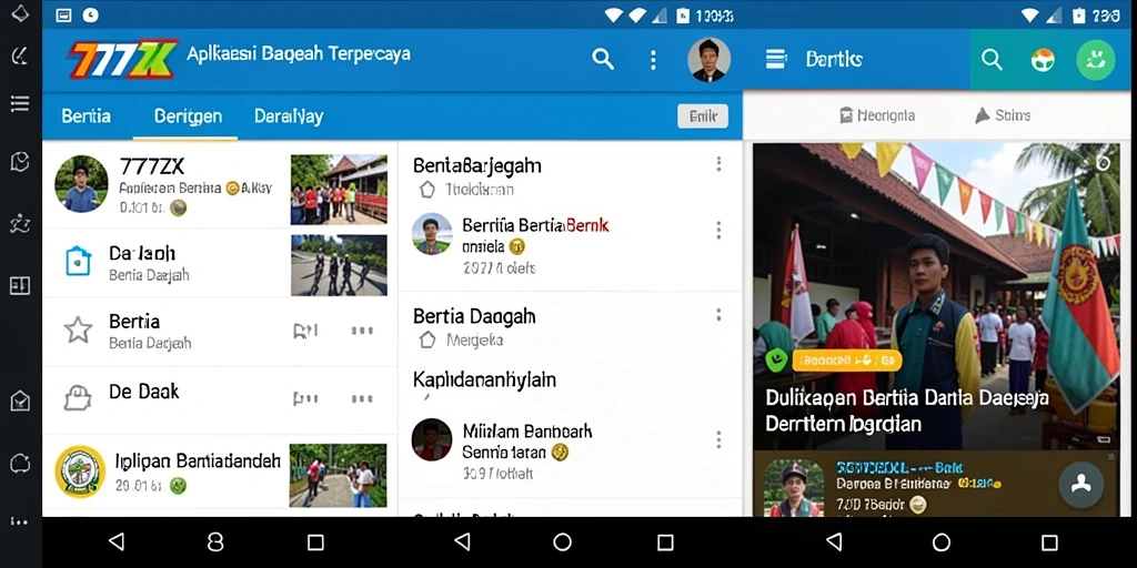 Tampilan antarmuka utama aplikasi 777ZX untuk berita daerah.