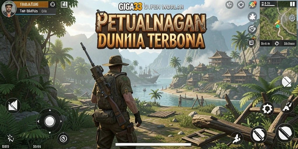 Antarmuka pengguna GIGA33 yang menampilkan petualangan Open World yang mendebarkan.