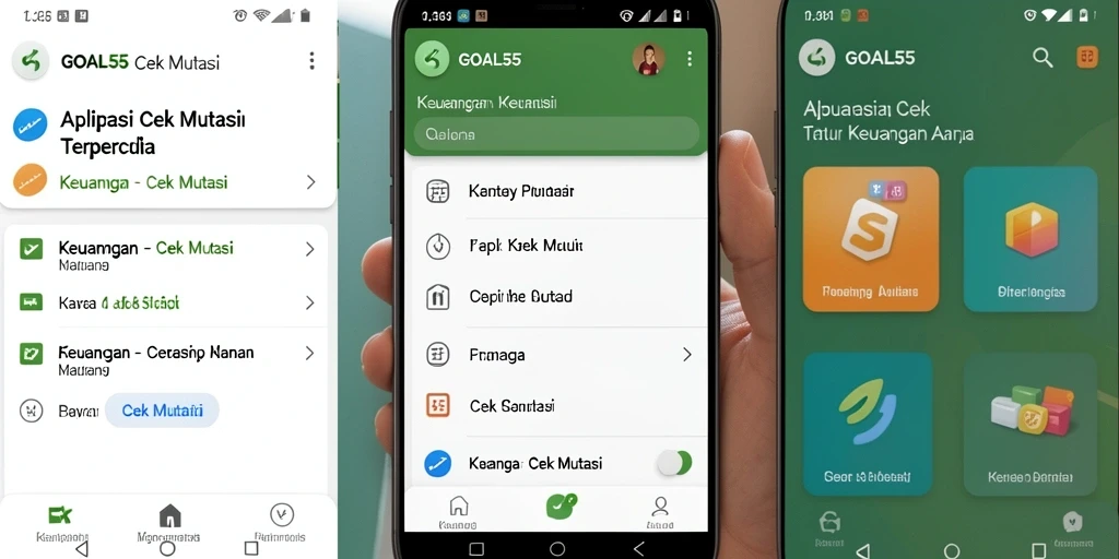 Antarmuka elegant aplikasi GOAL55 menampilkan fitur Cek Mutasi dengan jelas.