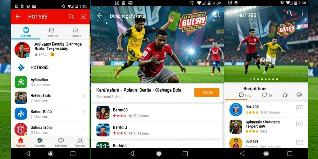 Tampilan antarmuka aplikasi HOT985 dengan berita olahraga bola.