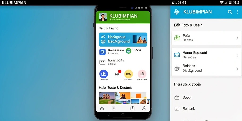 Screenshot aplikasi KLUBIMPIAN menampilkan antarmuka penghapusan background yang intuitif.