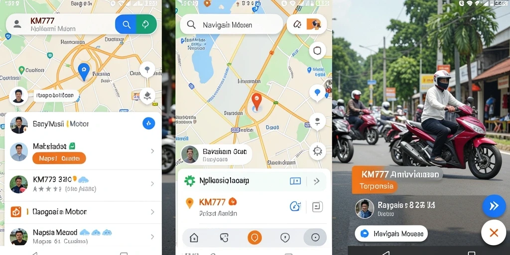 Antarmuka KM777 dengan fungsionalitas Navigasi Motor yang intuitif.
