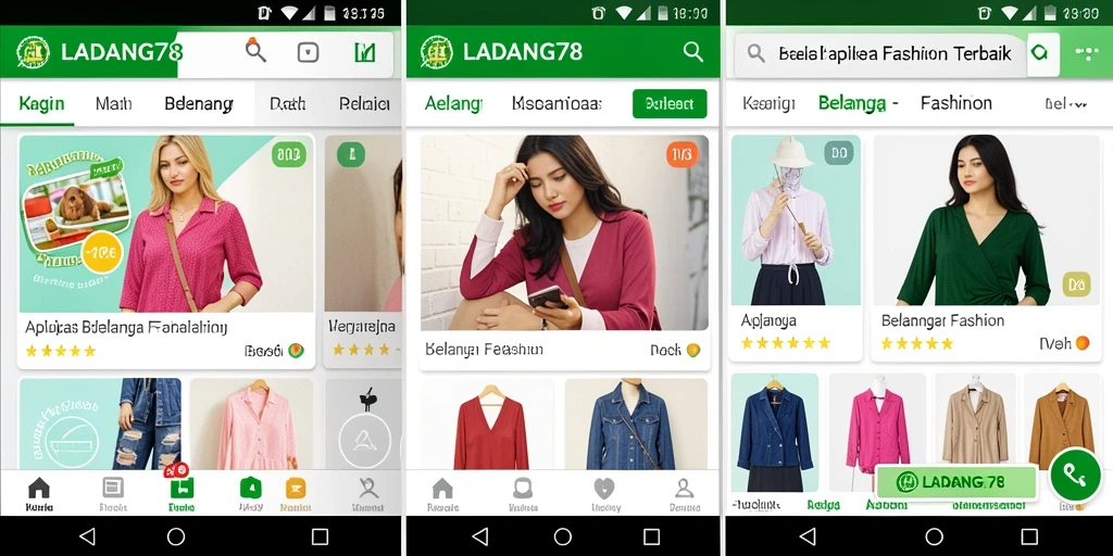 Tampilan antarmuka aplikasi LADANG78 yang user-friendly untuk belanja fashion.