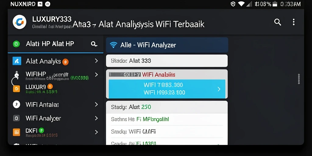 Tampilan antarmuka LUXURY333 dengan fitur analisis WiFi yang lengkap.