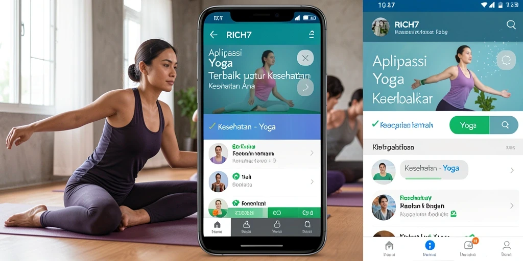 Antarmuka RICH7 menampilkan berbagai fitur untuk sesi Yoga dan meditasi.
